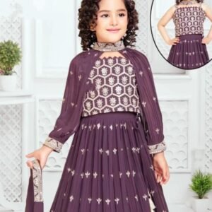Amazing White Sequence Work Georgette Kids Lehenga