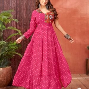 Anarkali Printed Pink Heavy Georgette Suit