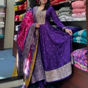 New Anarkali suit in elegant purple color