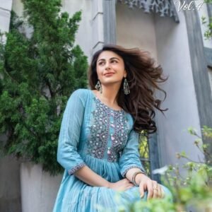 Anju Fabrics Presents Memories Vol 4 Mul Cotton Flared Gown