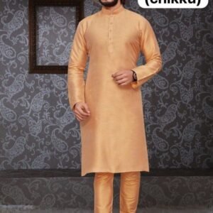 Attractive Men Chiku Silk Kurta Pajama Set