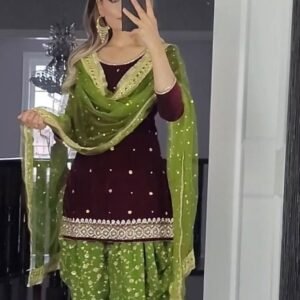 Attractive Party Wear Cotton Punjabi Suits With Dhoti