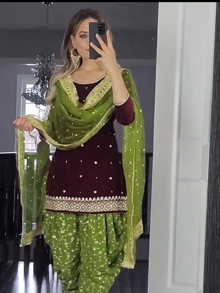 attractive party wear cotton p 1732091832 Attractive Party Wear Cotton Punjabi Suits With Dhoti
