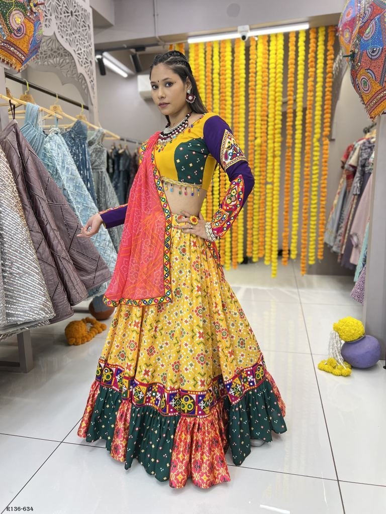 attractive patola printed lehe 1720700930 Attractive Patola Printed Lehenga Choli With Gamthi Work Lace