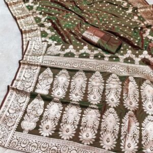 Attractive Wedding Wear Mehendi Rich Pallu Pure Banarasi Silk Saree