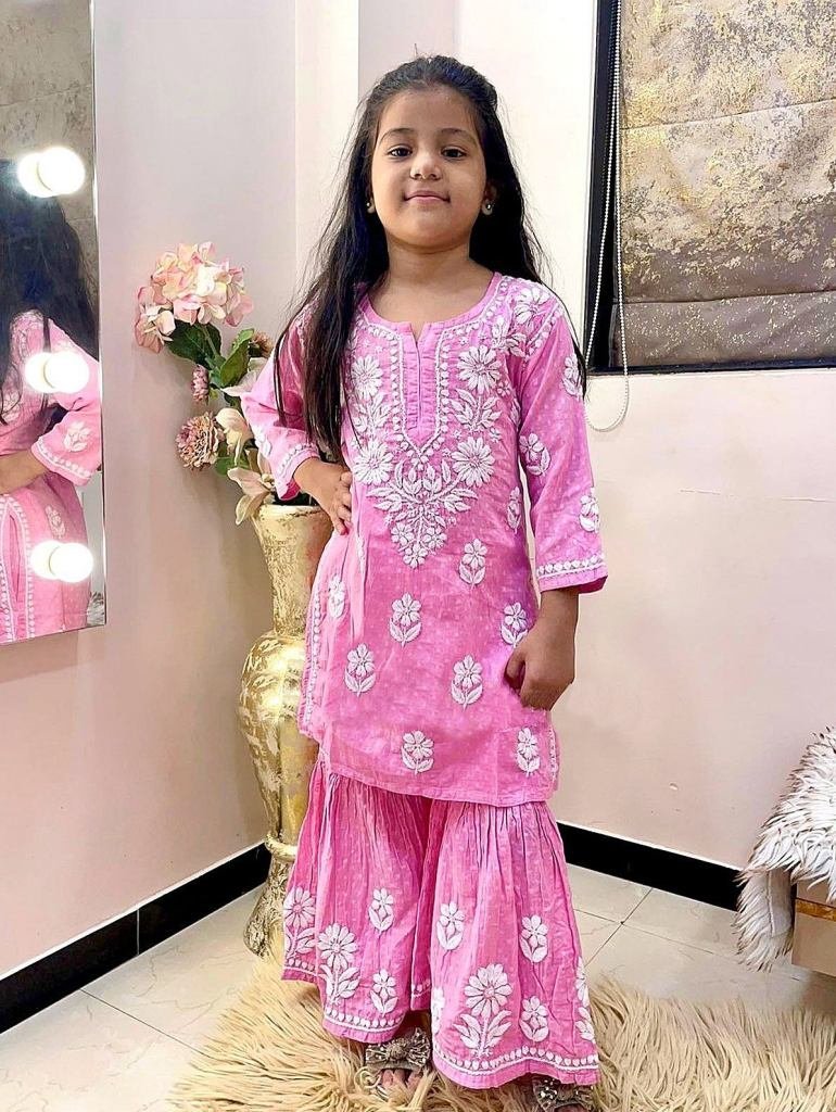 baby pink designer full stitch 1733567661 Baby Pink Designer Full Stitched Kids Girls Sharara Suits