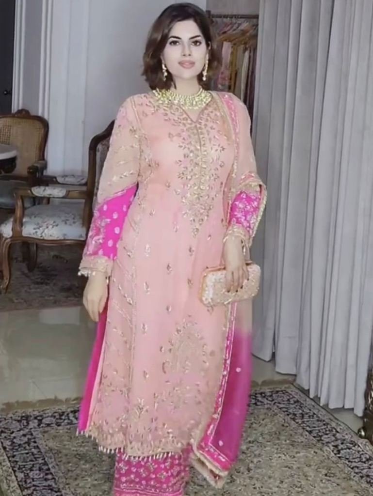 baby pink embroidery sequins w 1727270778 Baby pink Embroidery Sequins Work Kurti Pant And Dupatta