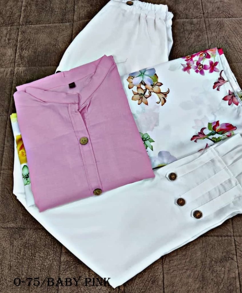 baby pink kurti with flower de 1724419169 Baby Pink Kurti With Flower Design Dupatta