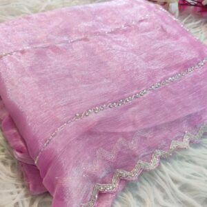 Baby Pink Jimmy Choo Handwork Designer Saree