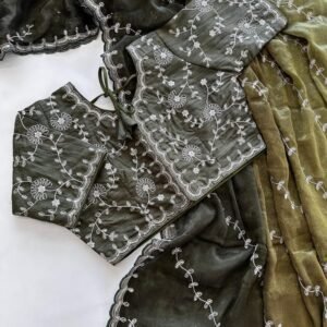 Badami Party Wear Sequins Kumkum Silk Saree