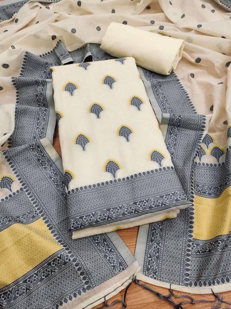 banarasi cotton grey color sal 1728986847 Banarasi Cotton Grey Color Salwar Suit Material