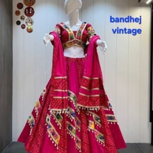 Bandhani Printed Jam Cotton Chaniya Choli With Heavy 8mtr Flare