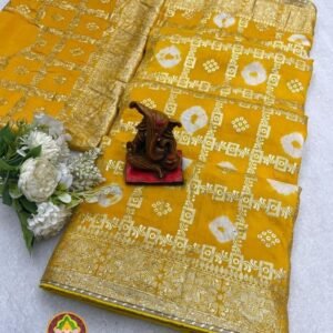 Bast Yellow Viscose Dola Silk Sibory Print Saree