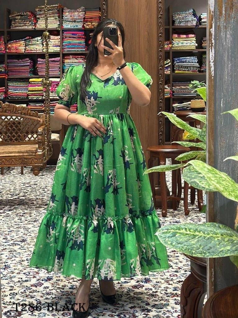 beautiful best green kota chex 1722662126 Beautiful Best Green Kota Chex Short Puff Sleeves One Piece Dress