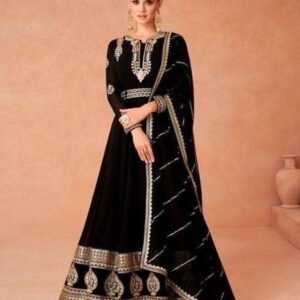 Beautiful Black Anarkali Georgette Suit Dupatta