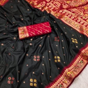 Beautiful Black Color Pure Banarasi Silk Saree