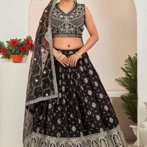 Beautiful Black Embroidered Readymade Lehenga Choli
