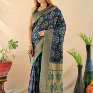 Beautiful Blue Handloom Soft Silk Weaving Sarees