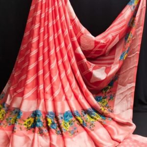 Beautiful Brick Pink Color Lightweight Pure Moss Georgette Sarees