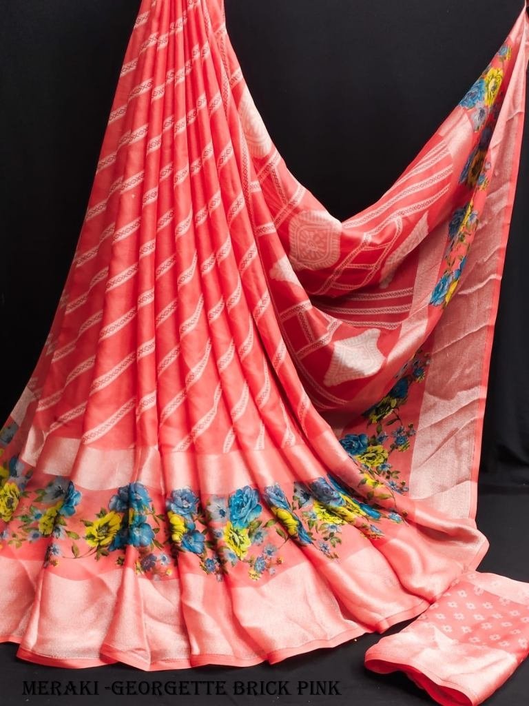 beautiful brick pink color lig 1716979854 Beautiful Brick Pink Color Lightweight Pure Moss Georgette Sarees