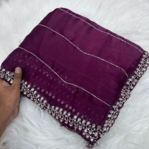 Beautiful Wine Jimmy Choo Handwork Saree