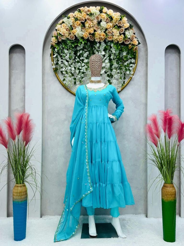 beautiful designer sky blue ge 1727869519 Beautiful Designer Sky Blue Georgette Suit Set