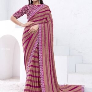 Beautiful Double Colour Georgette Saree By Mahotsav