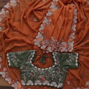 Beautiful Embroidered Work Rangoli Silk Saree