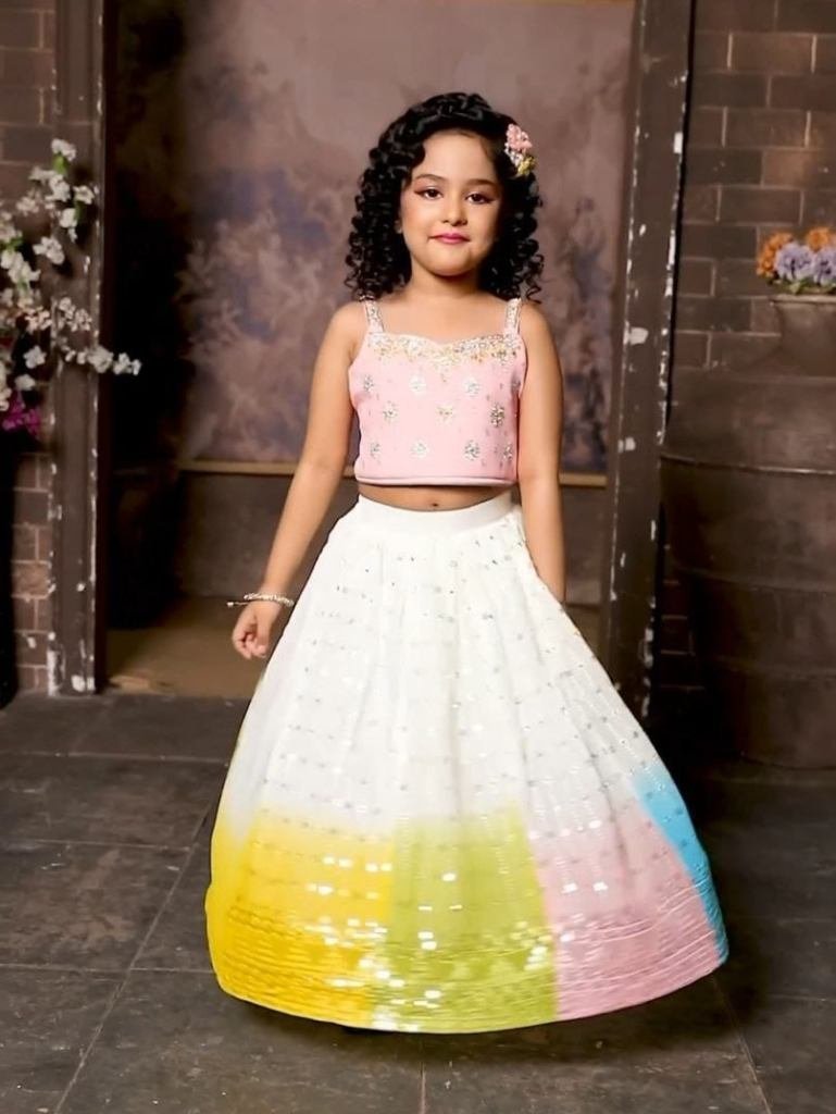 beautiful embroidery work part 1733477775 Beautiful Embroidery Work Party Wear Kids Lehenga Choli