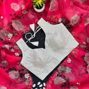 Beautiful Floral Print With Handwork Organza Saree