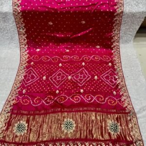 Beautiful Function Wear Pink Pure Lagdi Patta Gajji Silk Saree For Ladies