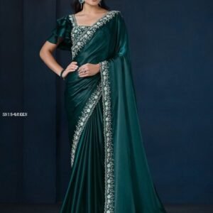 Beautiful Green Silk Saree with sequins