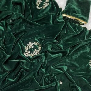 Beautiful Hand Khatli Work Dark Green Saree