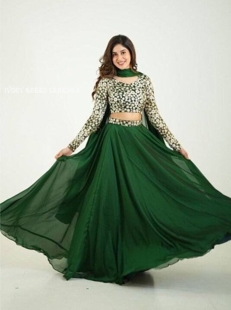 beautiful ivory green rangoli 1717752850 Beautiful Ivory Green Rangoli Silk Lehenga Choli