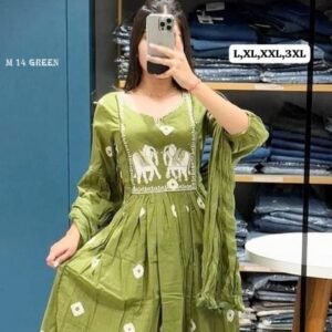 Beautiful Kurti Set In Green Color