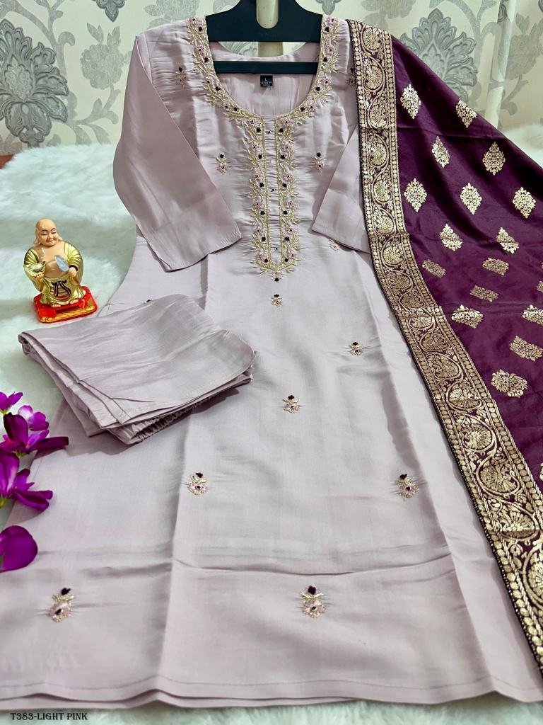beautiful lihgt pink muslin vi 1726924415 Beautiful Lihgt Pink Muslin Viscose Handwork Suit Set
