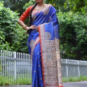 Beautiful Madhubani Printed Tussar Silk Saree