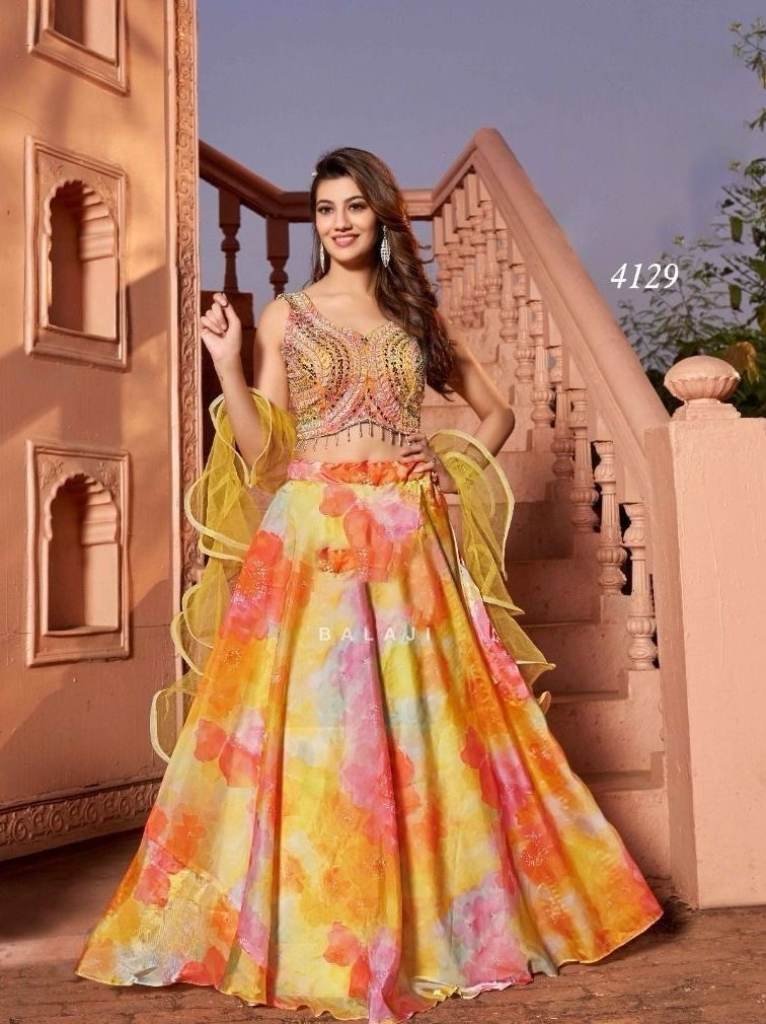beautiful mix color silk embro 1712395524 Beautiful Mix Color Silk Embroidered Lehenga Choli 4129