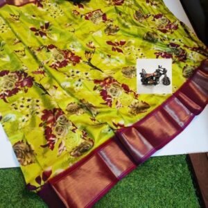 Beautiful Parrot Green Dola Silk Saree