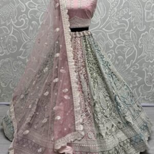 Beautiful Pastel Color Heavy Embroidered Net Lehenga Choli