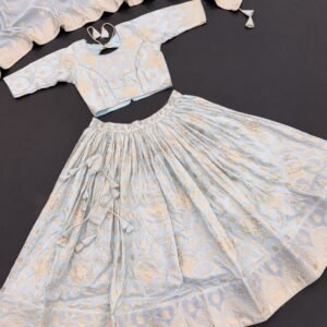 Beautiful Pearl Kids Girls Jacquard Silk Lehenga Choli With Odhni