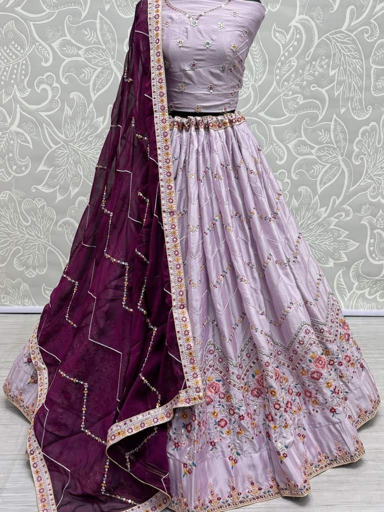 beautiful pink rangoli silk em 1712658182 Beautiful Pink Rangoli Silk Embroidered Lehenga 2680