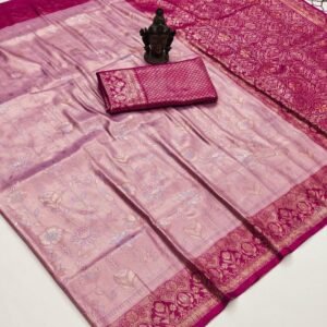 Beautiful Pink Soft Kanjivaram Silk Saree