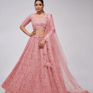 Beautiful Pink Soft Net Sequence Work Lehenga Choli