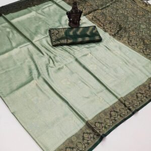 Beautiful Pista And Green Soft Kanjivaram Silk Saree