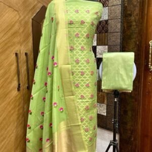 Beautiful Pista Green Chanderi Salwar Suit Material