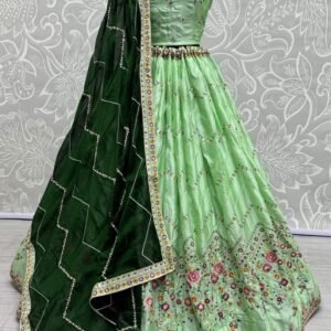 Beautiful Pista Green Rangoli Silk Embroidered Lehenga 2680