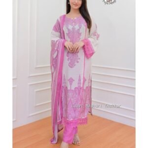 Beautiful printed Maslin with full Sequence Work kurta set