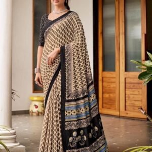 Beautiful Pure Cotton Black Saree and Blouse