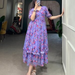 Beautiful Purple Georgette One Piece Dress For Women